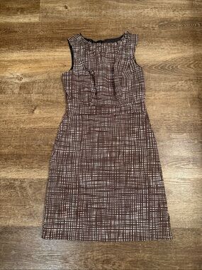 The Limited Brown Grid-Print Sleeveless Mini Dress
